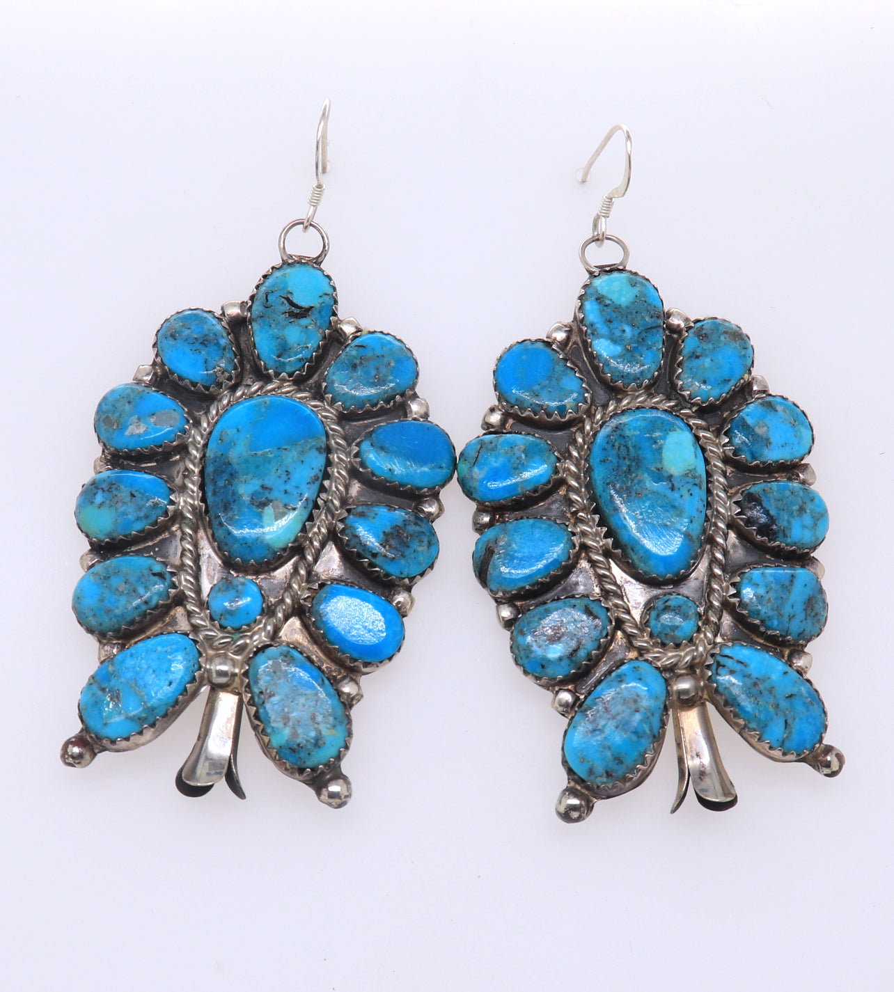 925 Sterling Silver Signed JW Turquoise Dangle Earrings