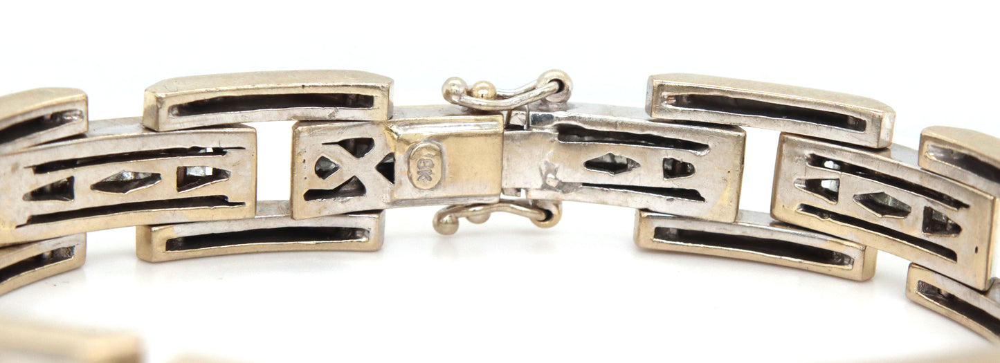 18kt White gold princess cut diamond link bracelet