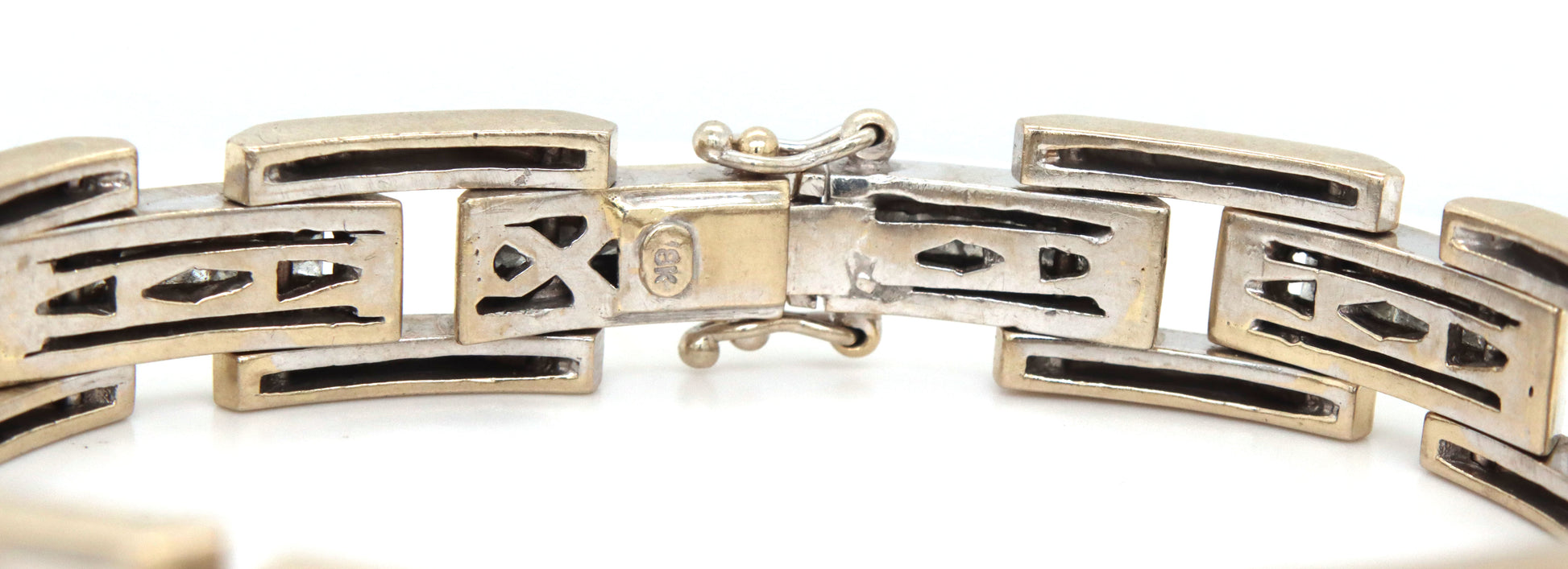 18kt White gold princess cut diamond link bracelet