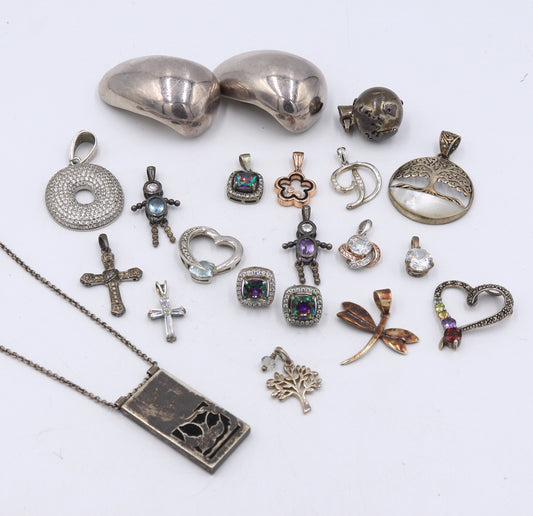 Group lot of vintage 925 sterling silver miscellaneous jewelry