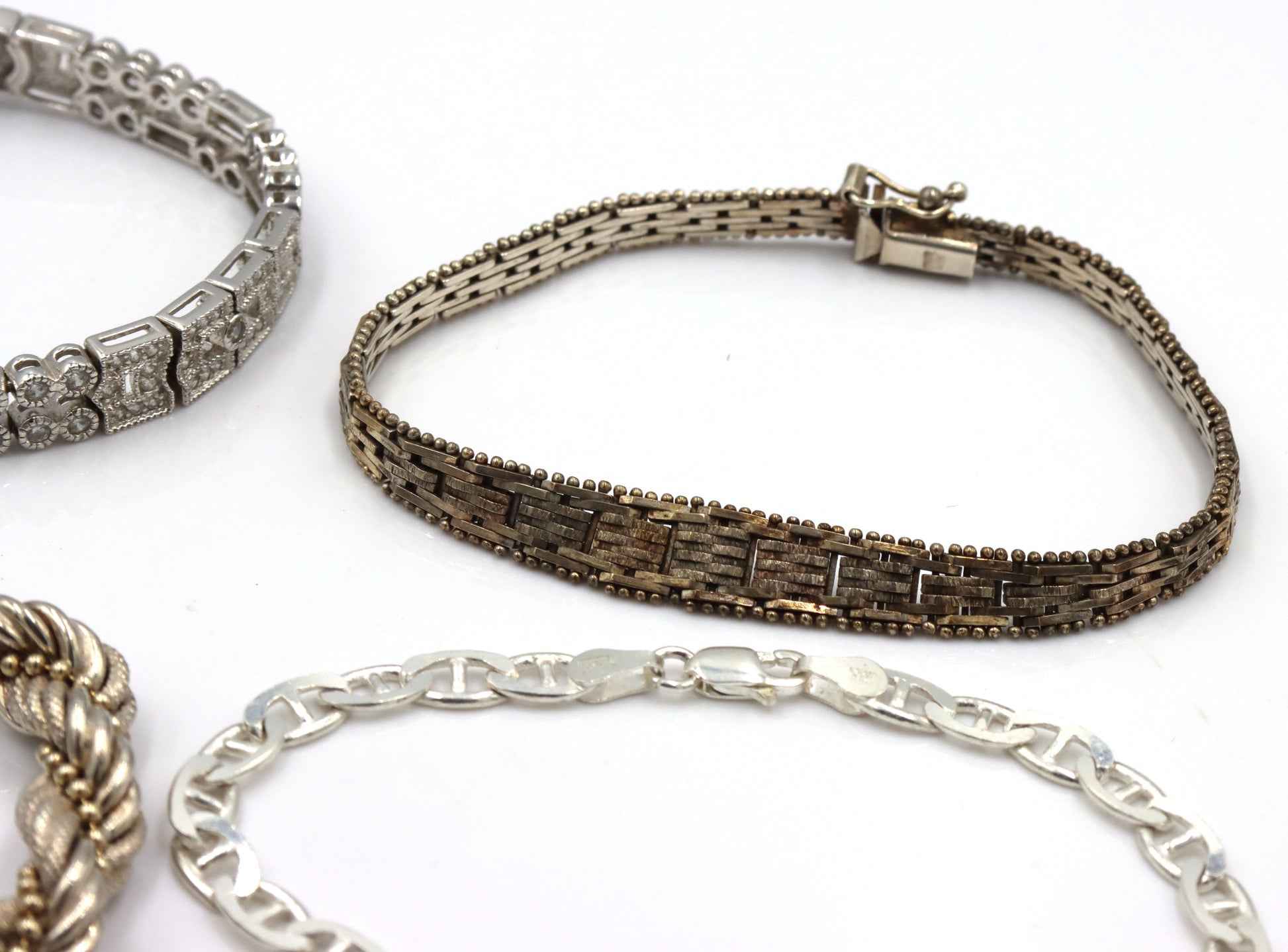 Group lot of 4 Vintage 925 sterling silver bracelets