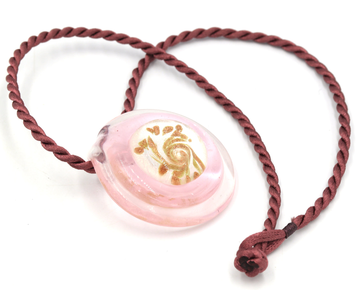 Group lot of 2 rose quartz pendants on cord necklaces