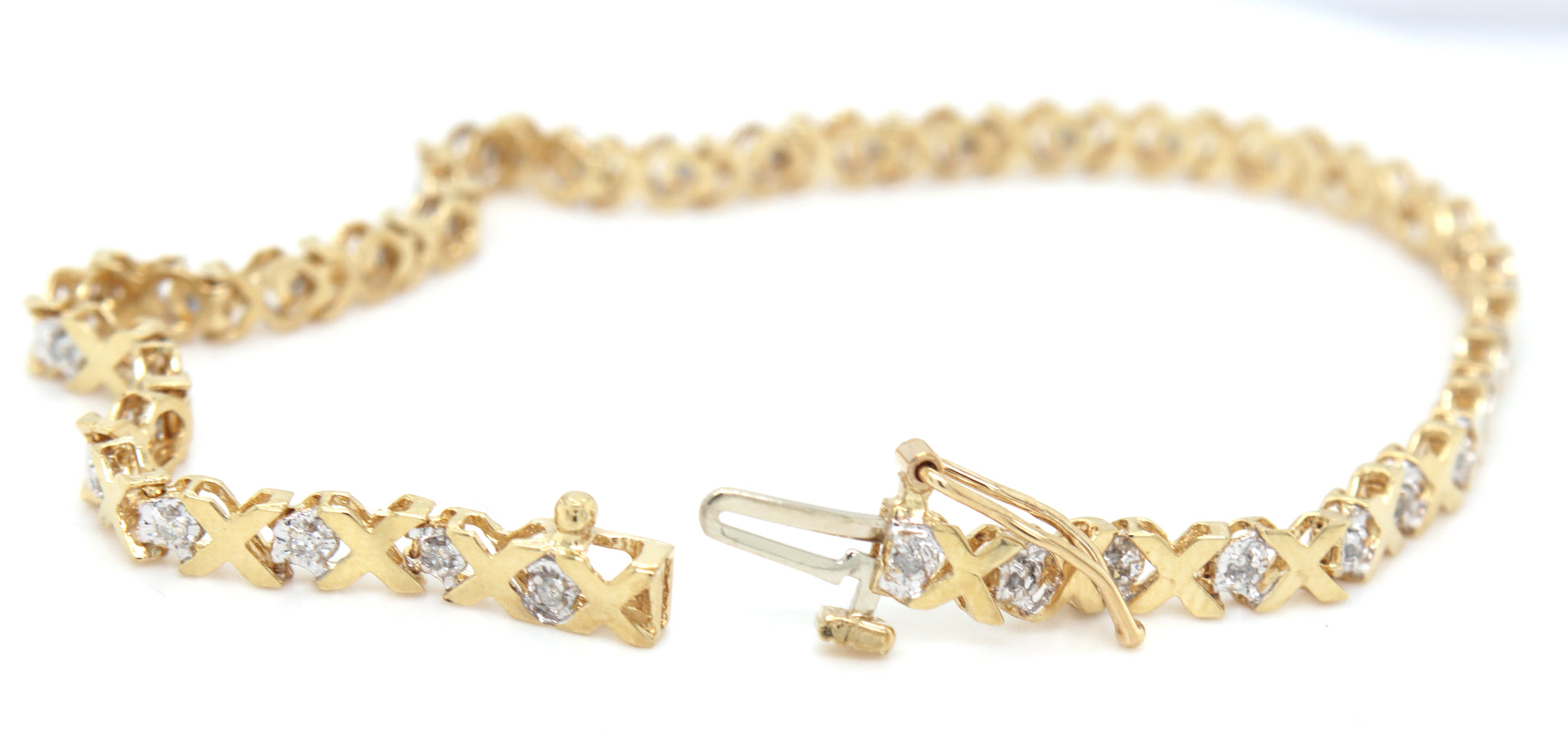 10kt Yellow gold diamond X link bracelet