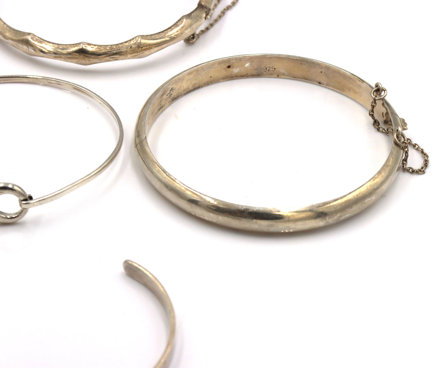 Vintage 925 sterling silver group lot of 6 cuff bangles