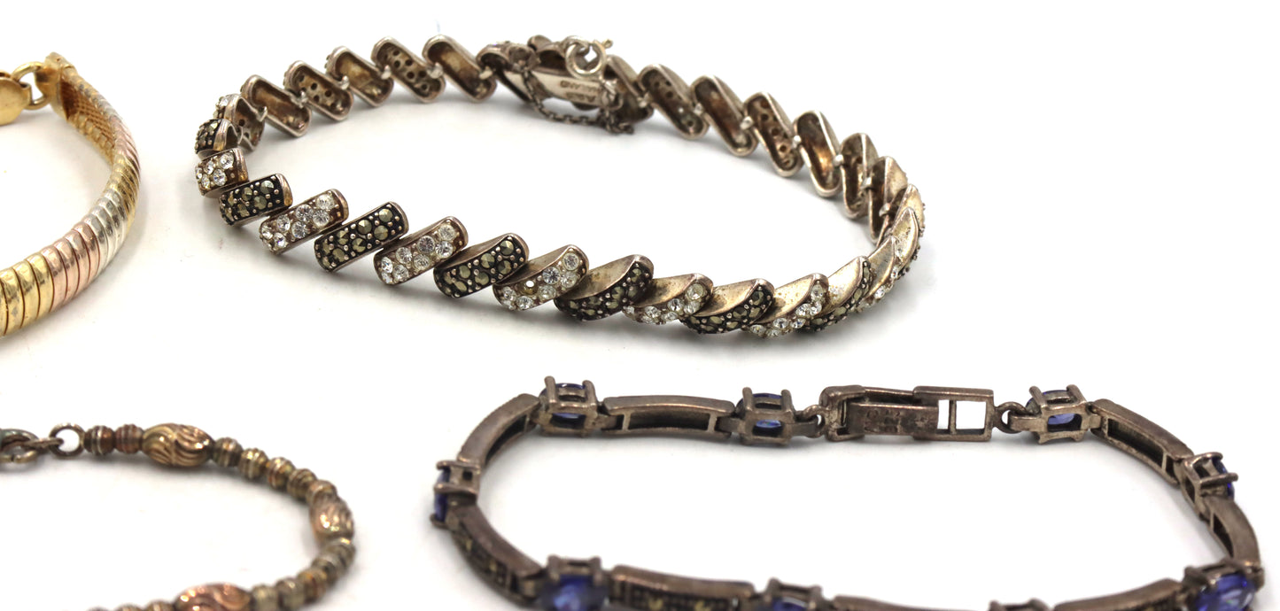 Group lot of 4 vintage 925 sterling silver bracelets