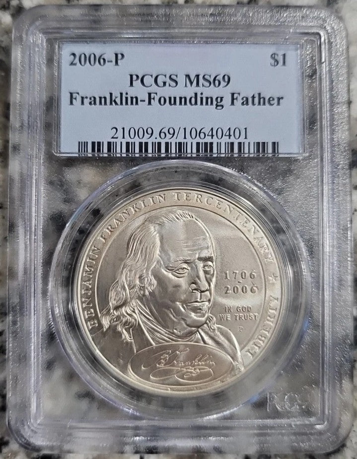 2006-P Benjamin Franklin Founding Father Silver Dollar PCGS MS69 Commemorative