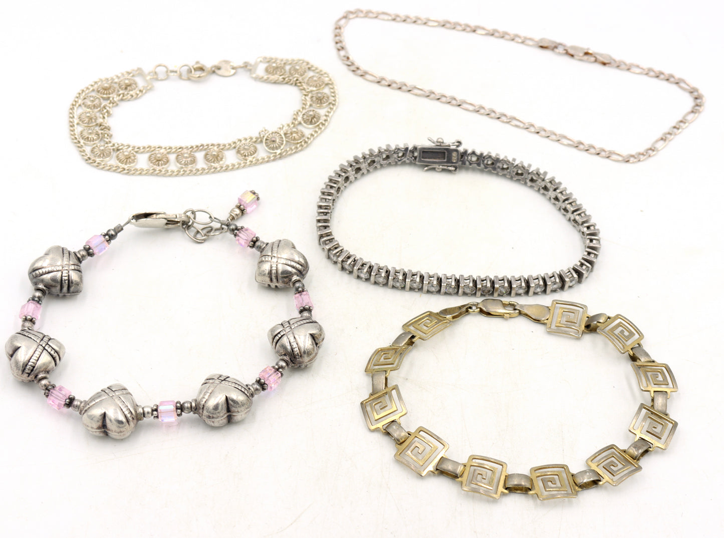 Group lot of 5 Vintage 925 sterling silver bracelets