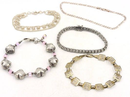 Group lot of 5 Vintage 925 sterling silver bracelets