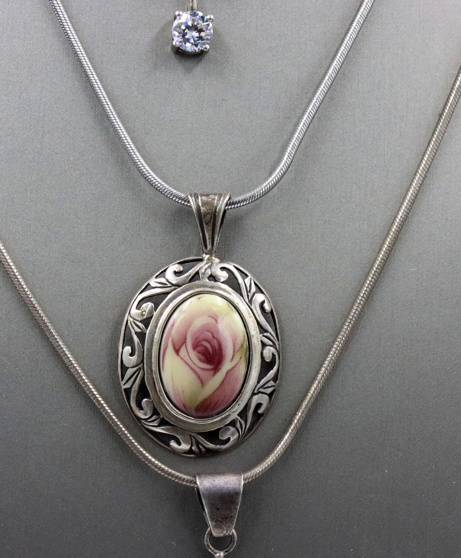 Group lot of 3 Vintage 925 sterling silver necklaces