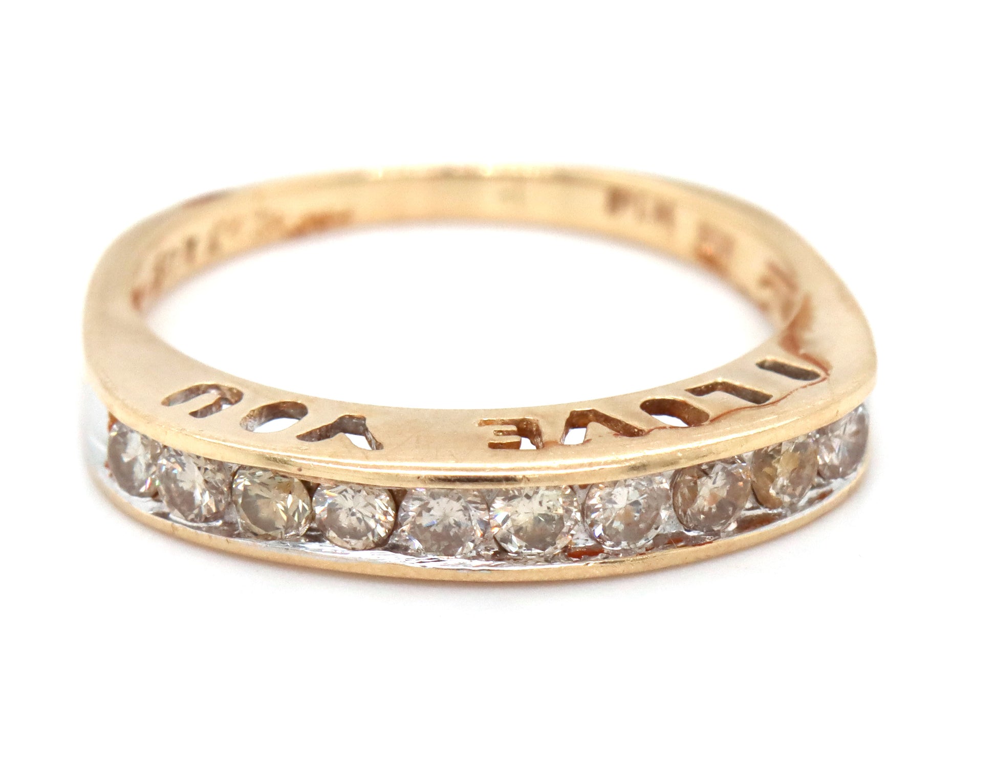 10kt Yellow gold Love diamond band