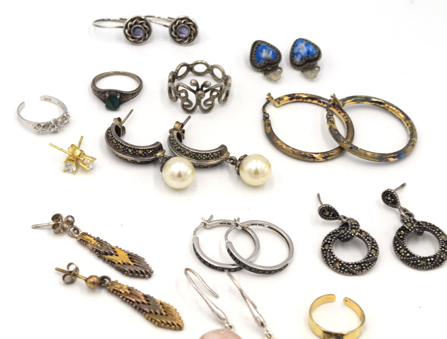 Group lot of Vintage 925 sterling silver earrings and rings