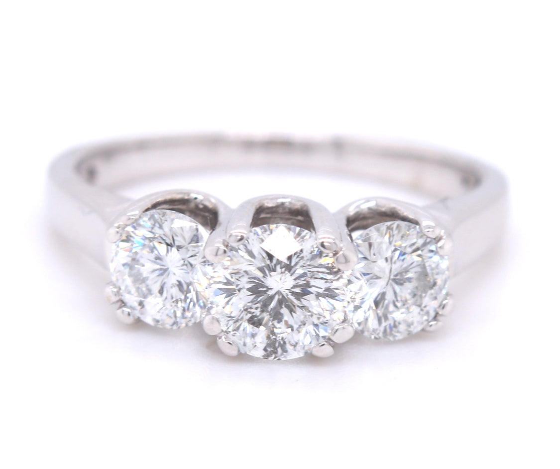 14kt White gold Radiant star 3 stone diamond ring