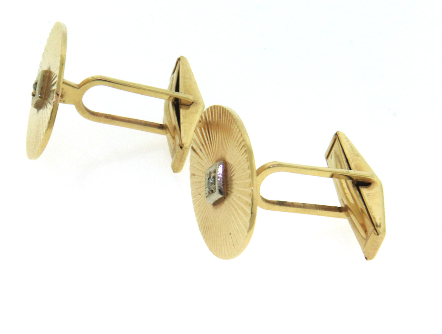 Elegant 14KT Yellow Gold Cufflinks with Diamond accents