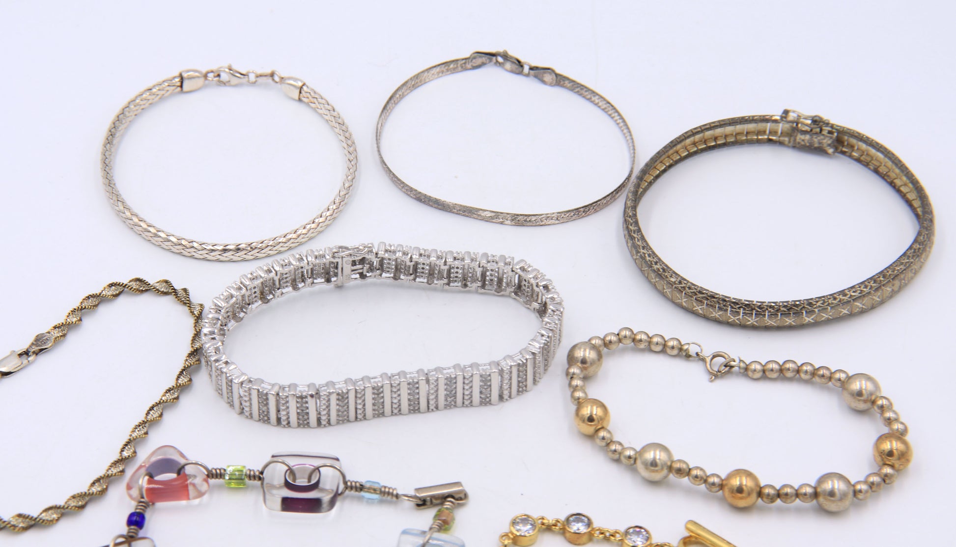 Group Lot of 8 Vintage 925 Sterling Silver Bracelets