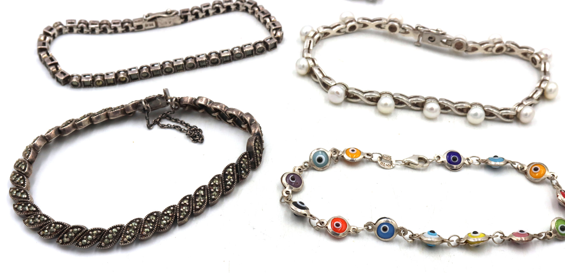 Group lot of 5 vintage 925 sterling silver bracelets
