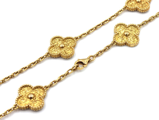 18kt Yellow gold 10 clover motif necklace