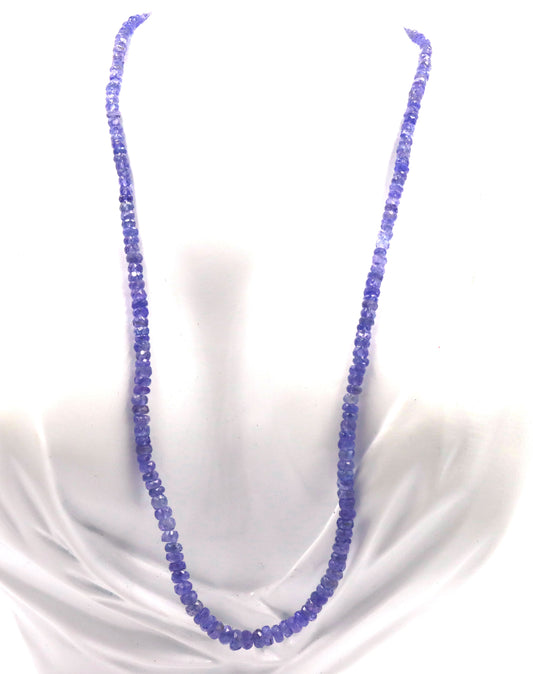 Tanzanite bead necklace with sterling silver clasp