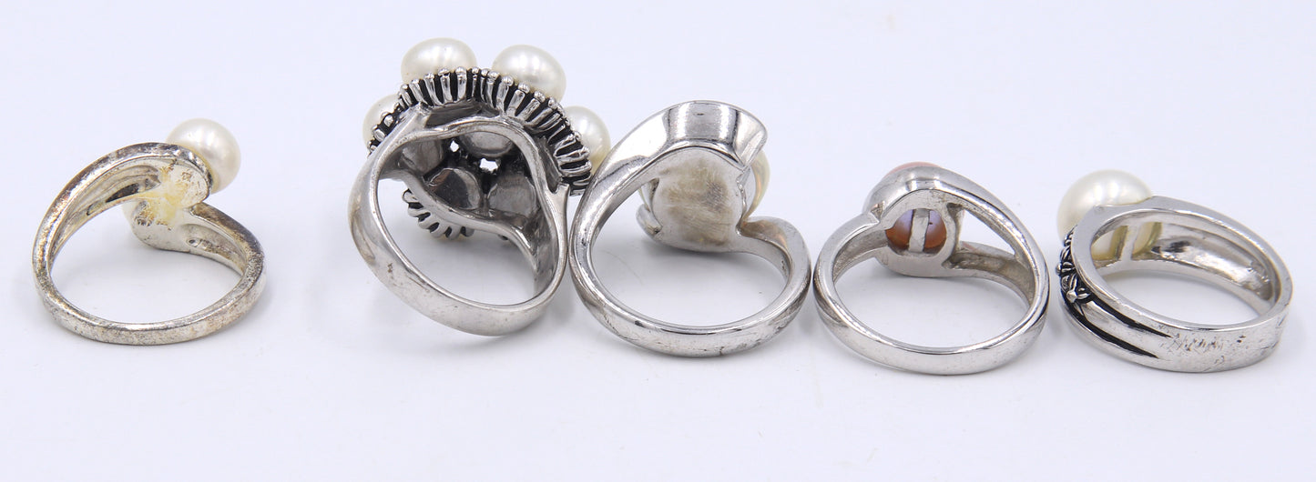 Group lot of 5 Vintage 925 sterling silver rings