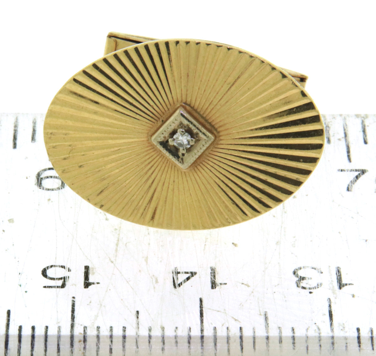 Elegant 14KT Yellow Gold Cufflinks with Diamond accents