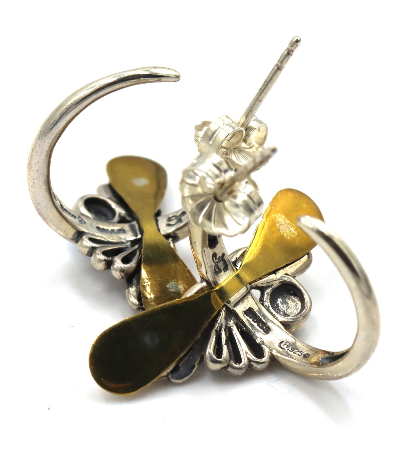 Carolyn Pollack sterling silver brass gemstone earrings