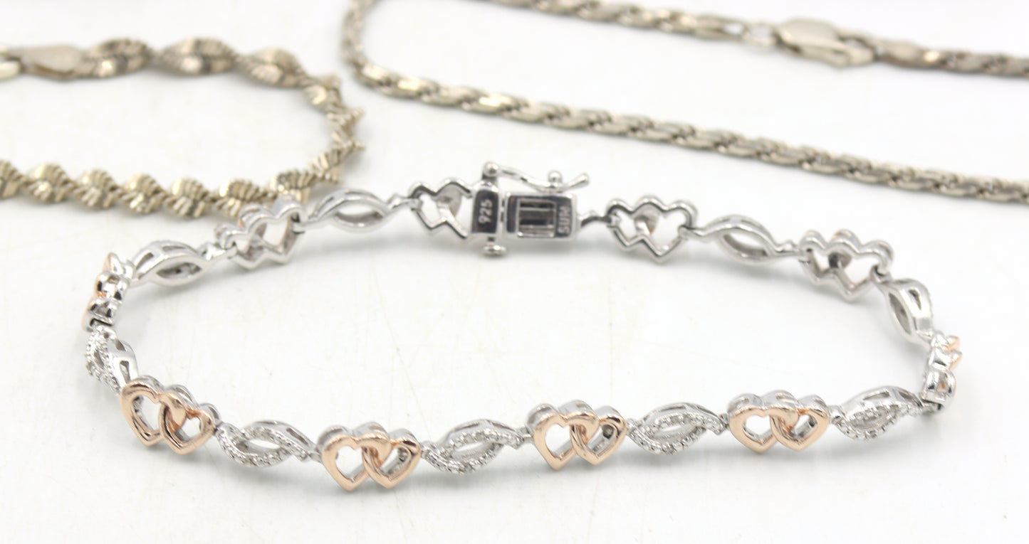 Group lot of 5 Vintage 925 sterling silver bracelets