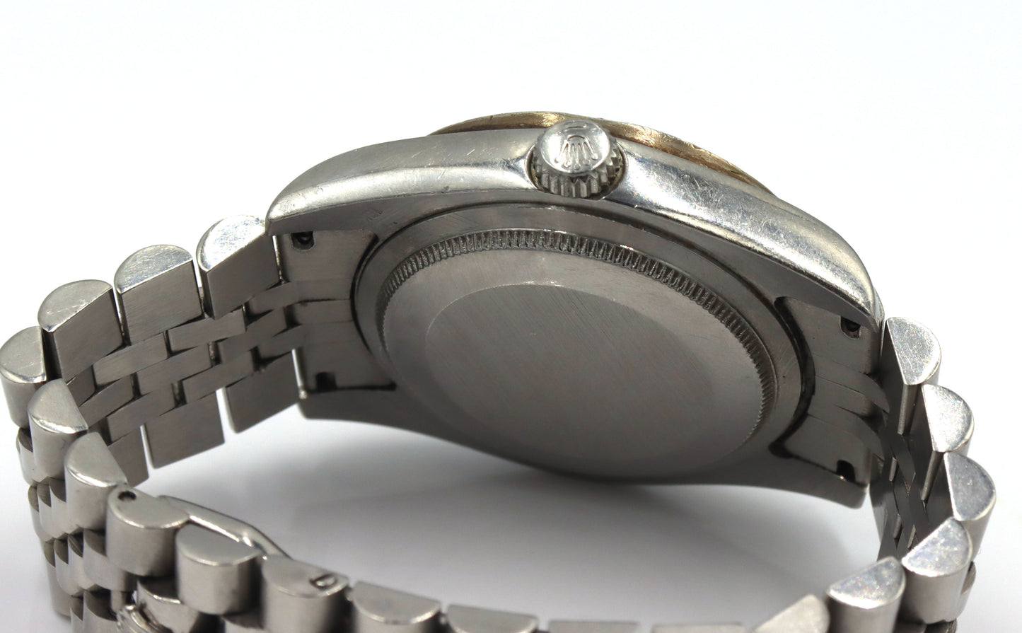 Rolex Oyster Perpetual date just stainless steel watch with after market diamond bezel