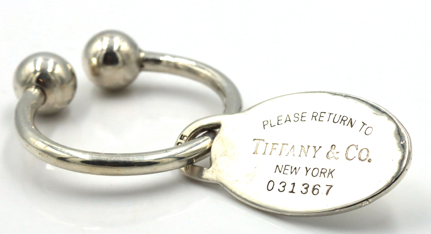 Tiffany & Co return to Tiffany oval tag screwball key ring
