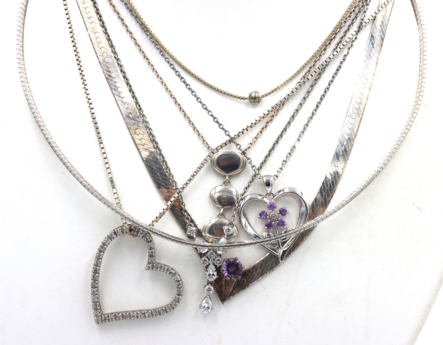 Group lot of 7 vintage 925 sterling silver necklaces