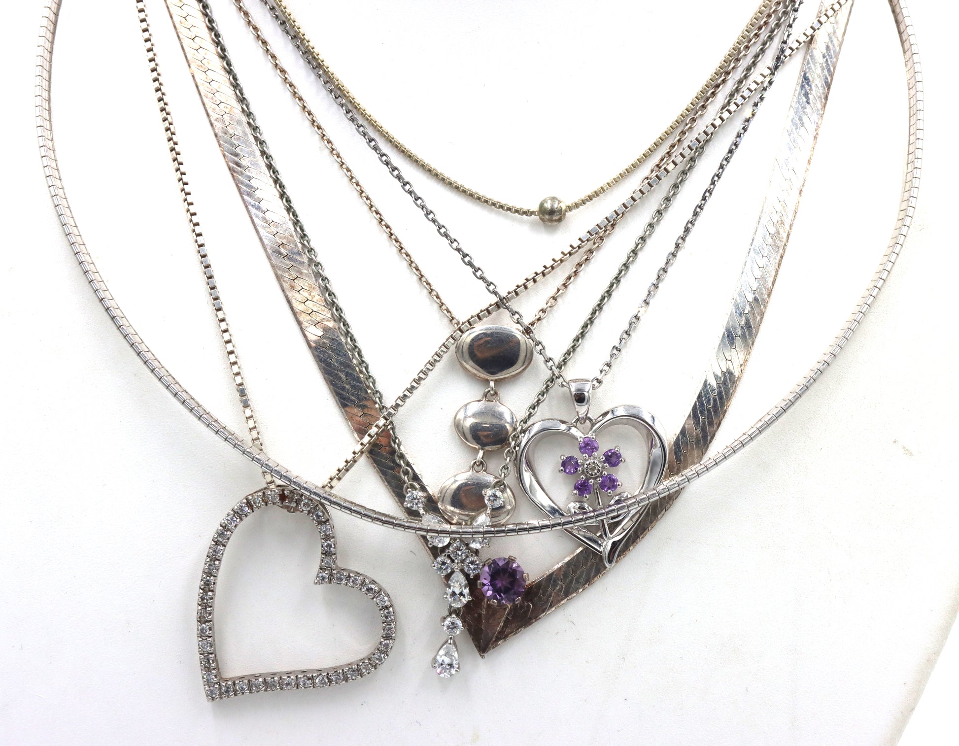 Group lot of 7 vintage 925 sterling silver necklaces