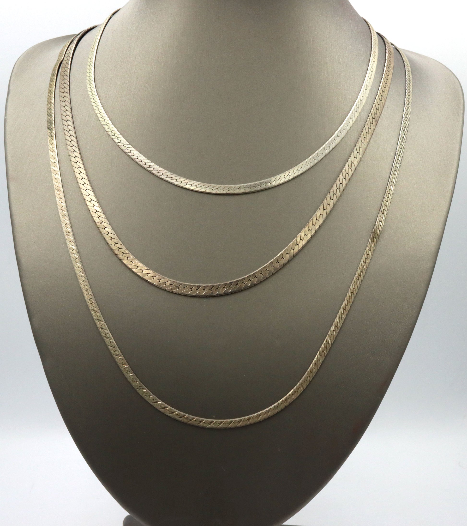 Lot of 3 Italian Vintage 925 sterling silver Herringbone chains