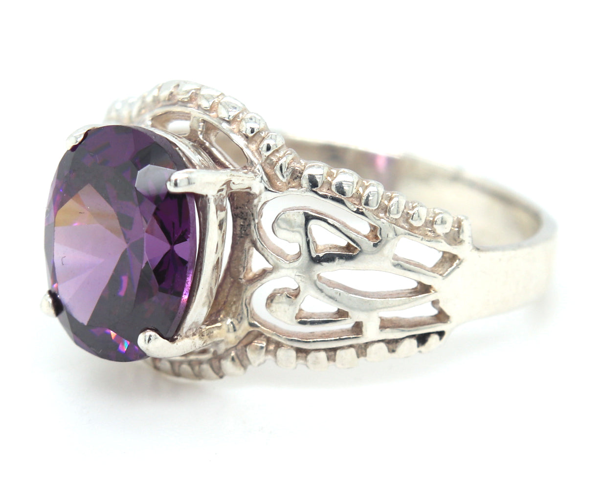 925 Sterling silver Synthetic Amethyst ring