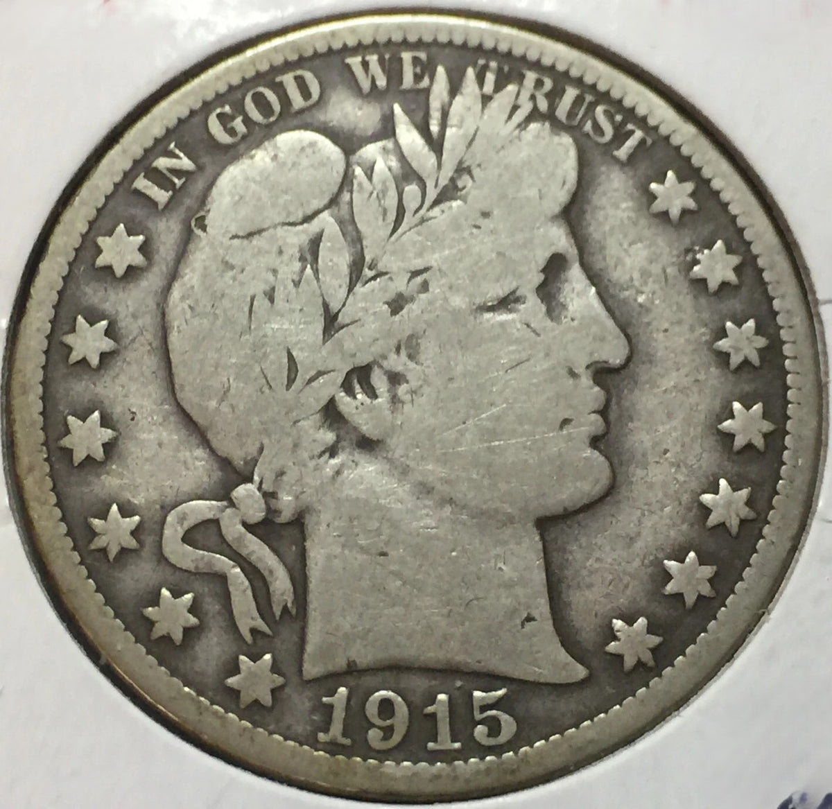 1915-S Barber Half Dollar 50C Good to Very Good Condition