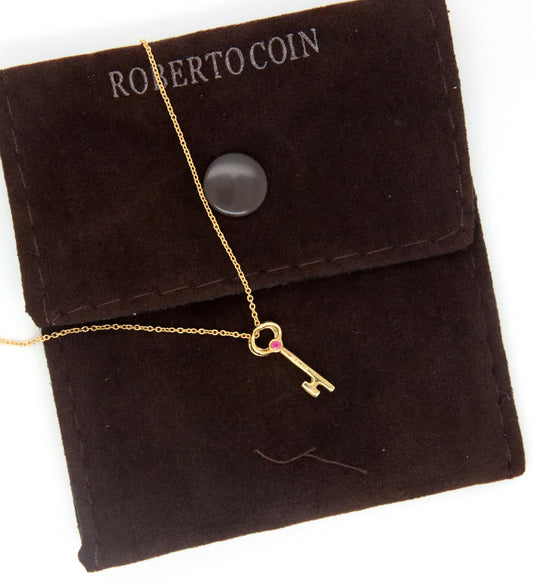 Italian 18KT Yellow Gold Roberto Coin Key Pendany Necklace