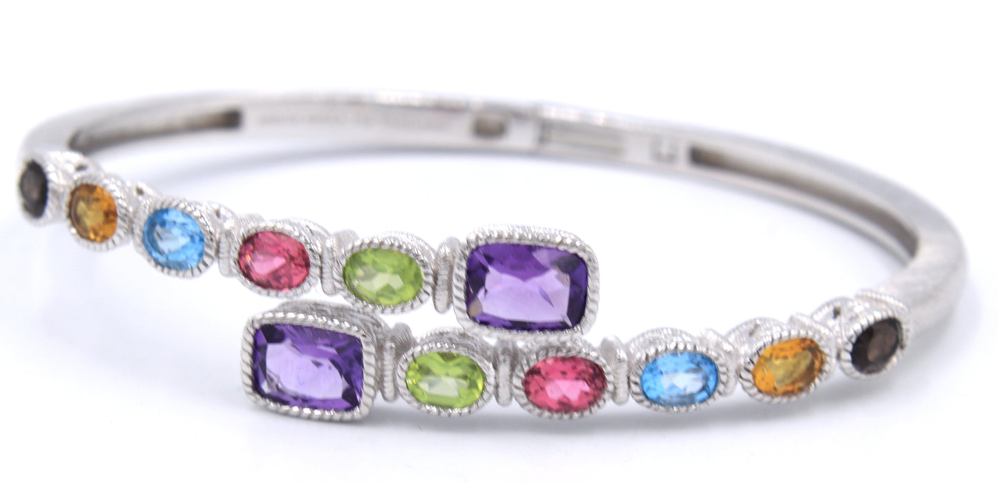 Judith Ripka multi color stone bypass bangle