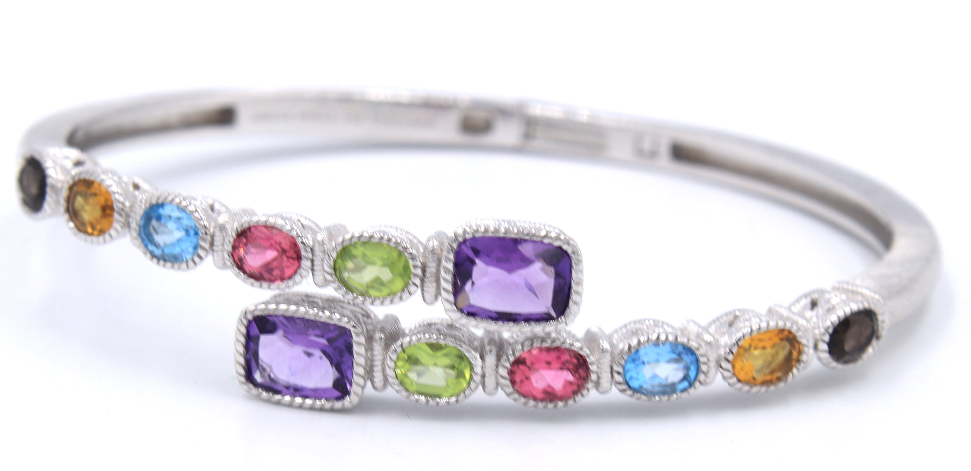 Judith Ripka multi color stone bypass bangle