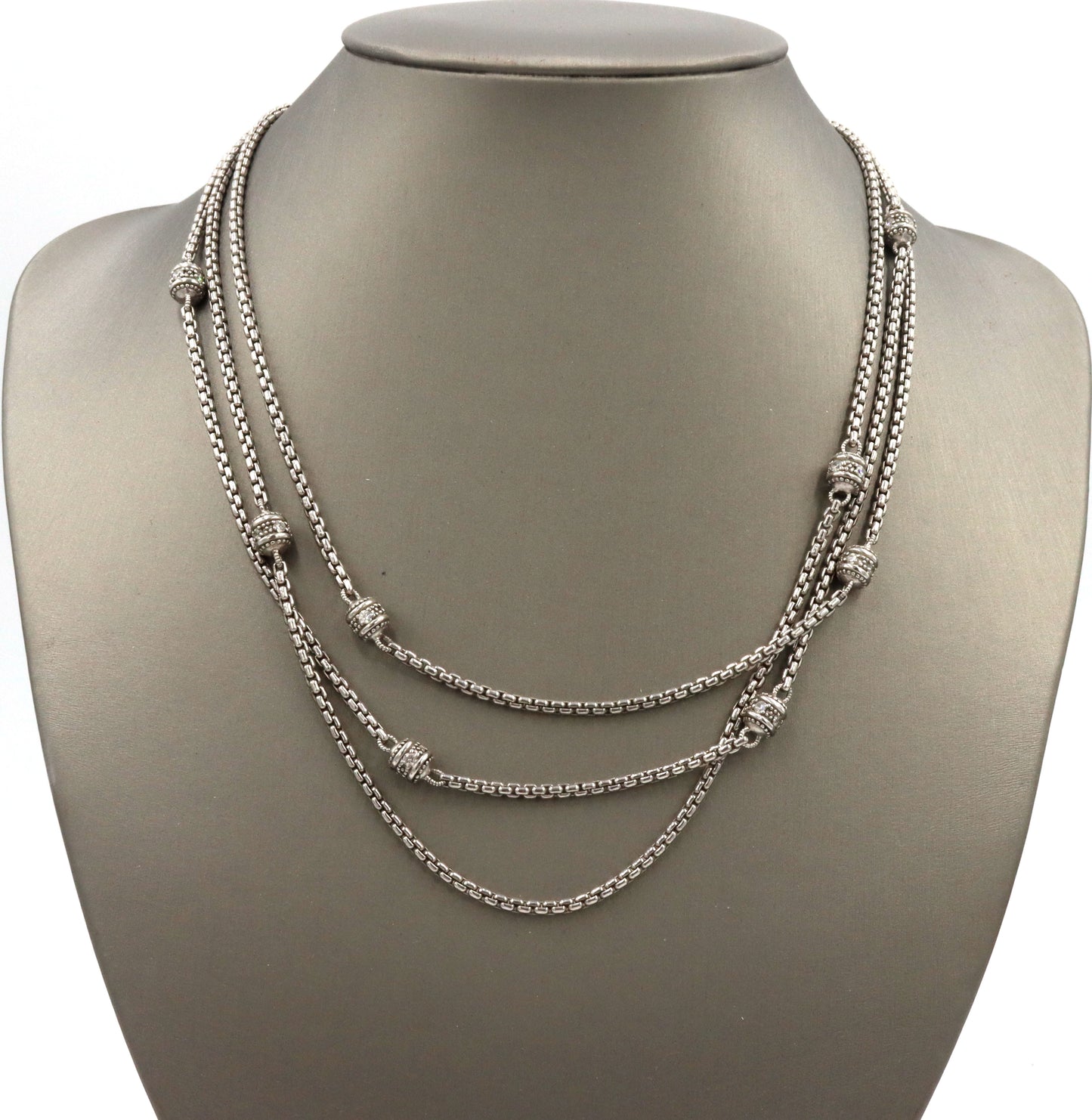Judith Ripka crystal 3 row strand necklace