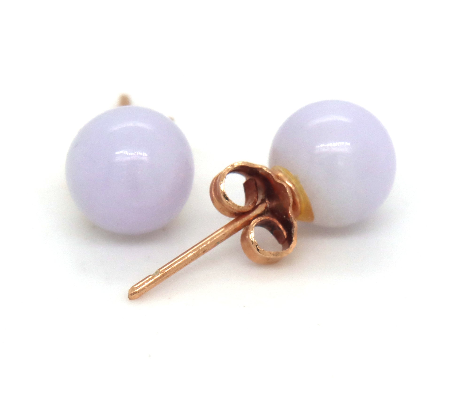 14kt Yellow gold Lavender Jade stud earrings
