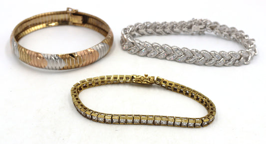 Vintage 925 sterling silver group lot of 3 bracelets