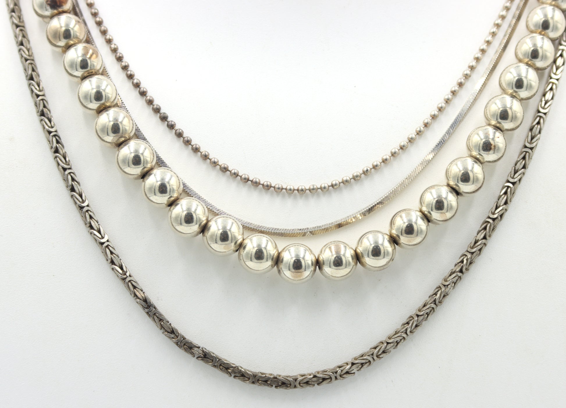 Group lot of 4 Vintage 925 sterling silver necklaces