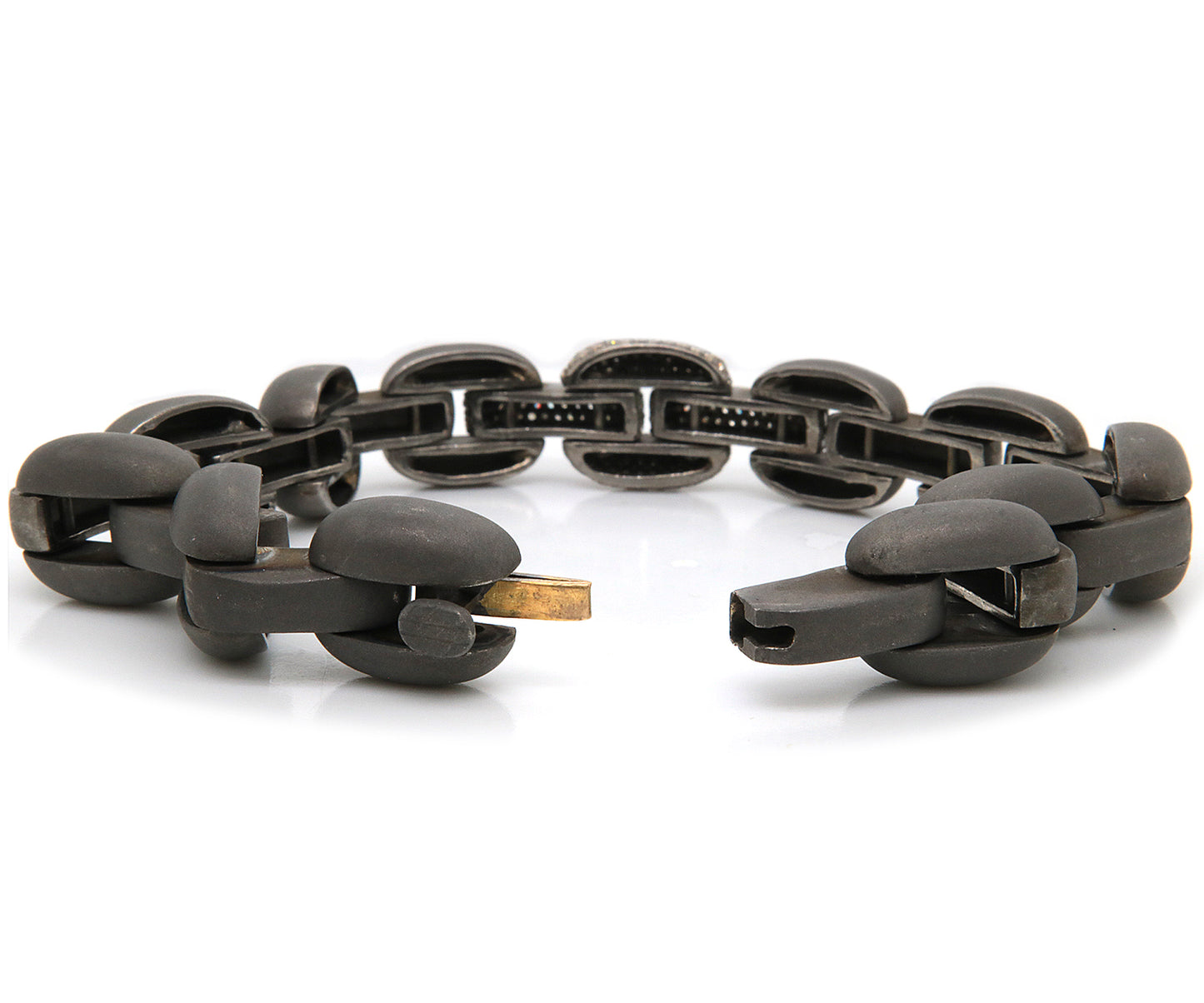 Edgy Sterling Silver Diamond Link Bracelet