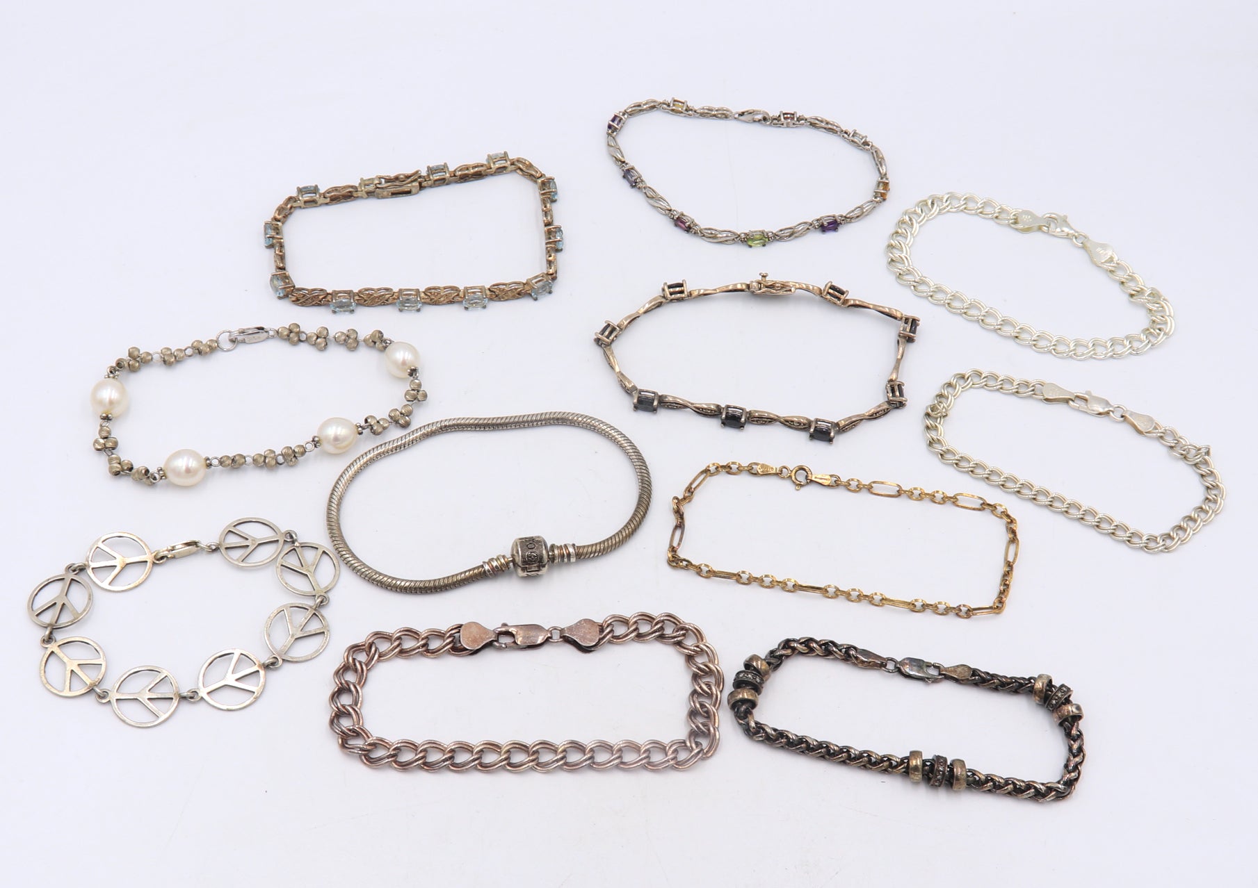 Group Lot of 11 Vintage 925 Sterling Silver Bracelets
