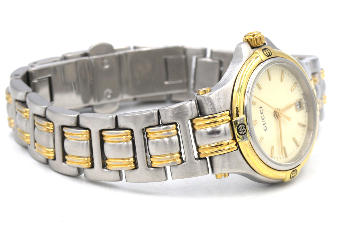 Gucci two tone cream dial quartz watch