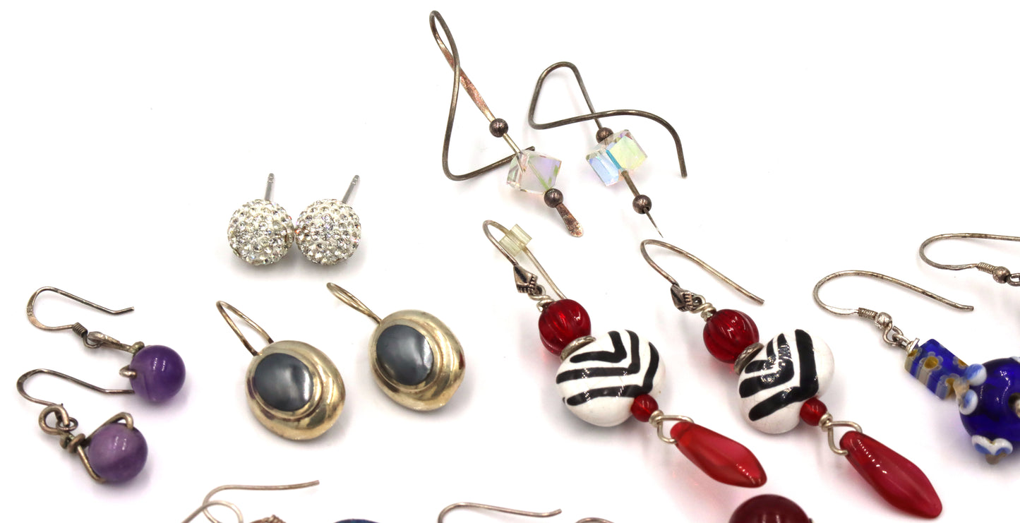Vintage 925 sterling silver group lot of earrings