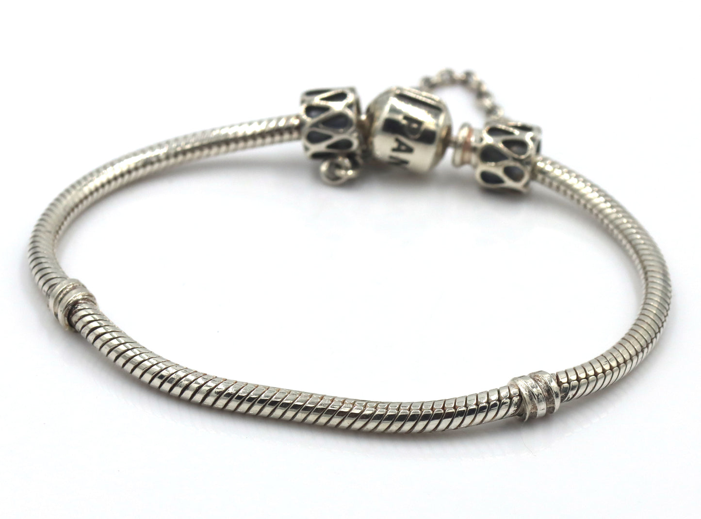 Pandora bracelet with end chain beads