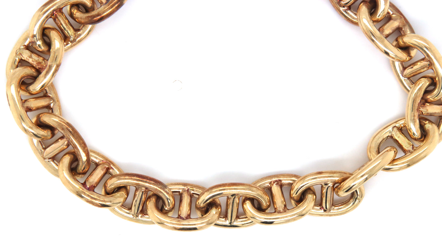 Italian 14kt Yellow gold Mariner link chain bracelet