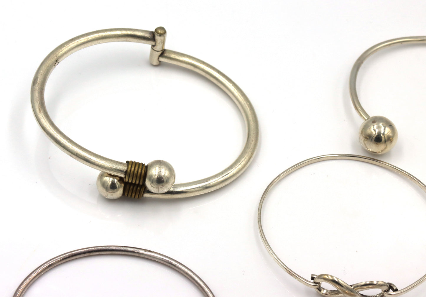 Vintage 925 sterling silver group lot of 5 cuff bangles