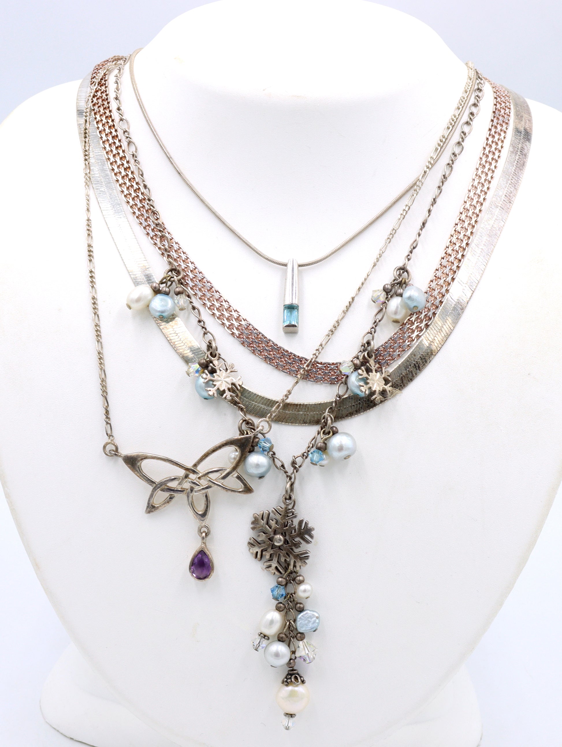 Group lot of 5 Vintage 925 sterling silver necklaces