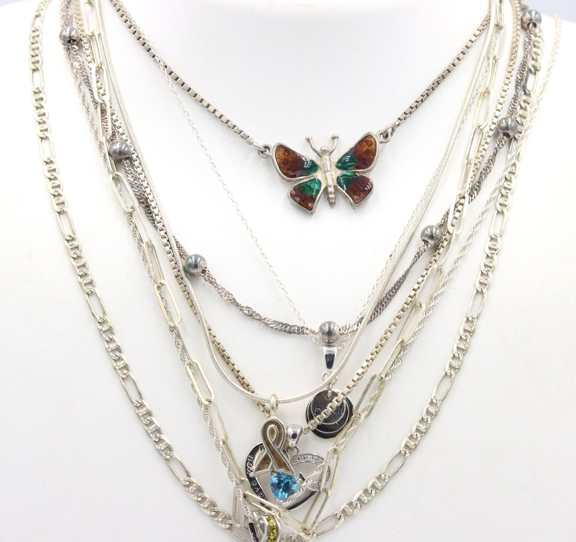 Group lot of 8 Vintage 925 sterling silver necklaces