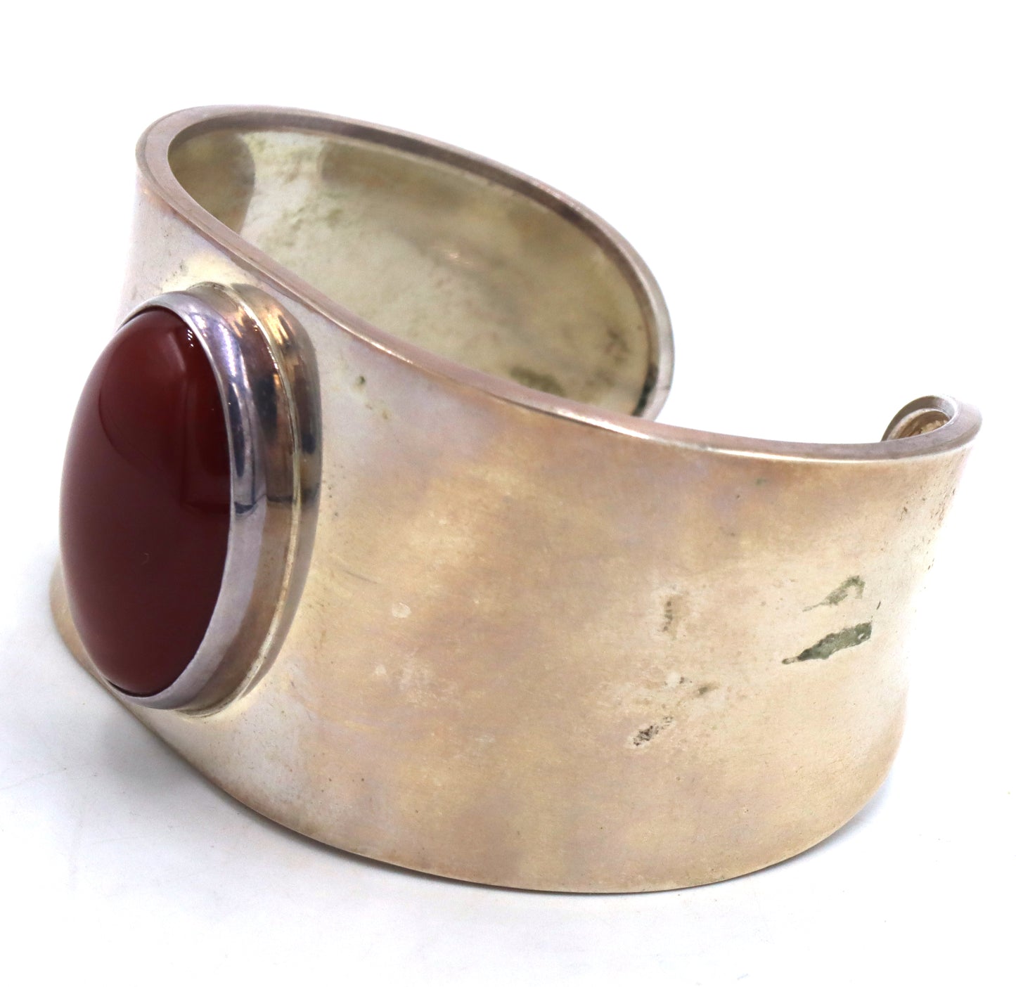 925 Sterling silver Mexico signed coral cuff bangle