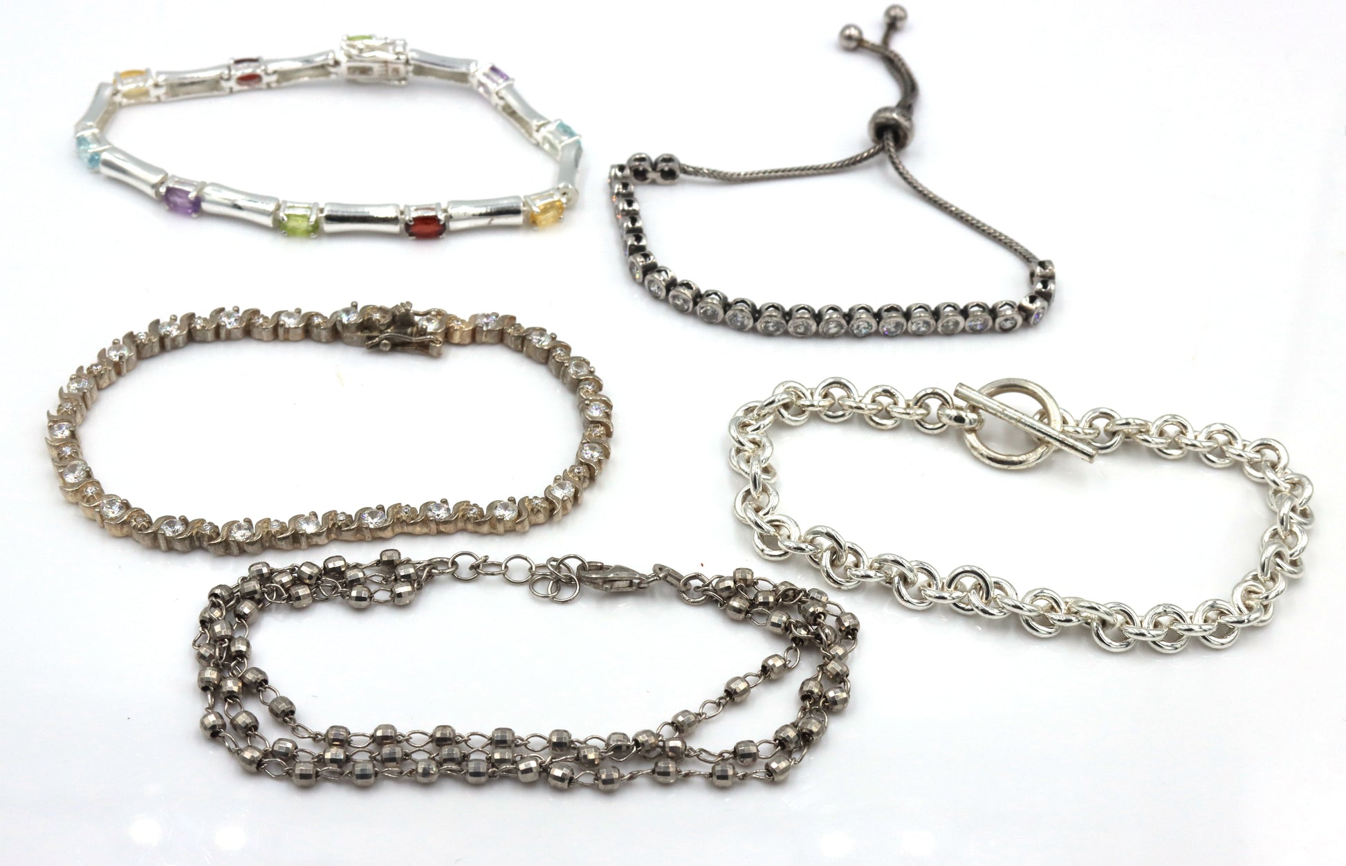 Group lot of 5 vintage 925 sterling silver bracelets
